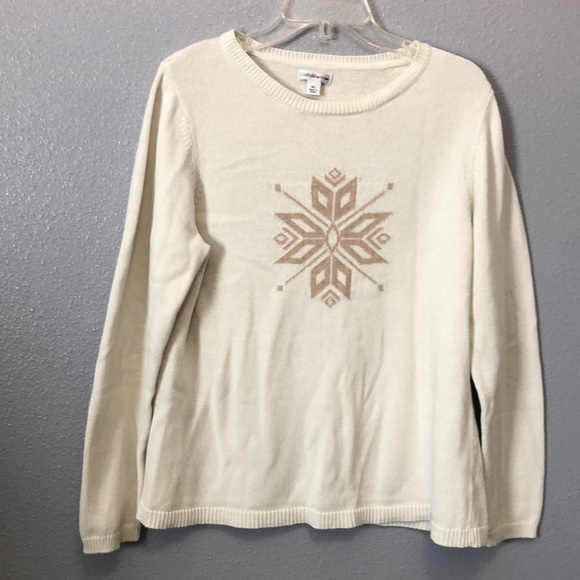 croft & barrow Sweaters - Croft & Barrow snowflake sweater Women's XL crew neck ski winter top shirt EUC